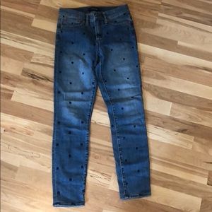 JCrew 9” High-Rise Toothpick Polla-Dot jeans